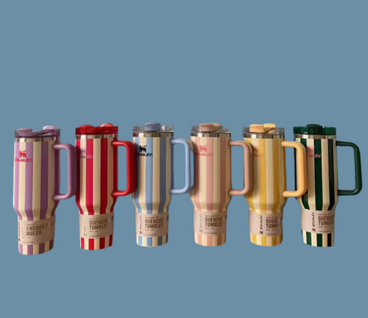 20 Pack Striped 40oz Stainless Steel Quencher Tumblers with Lid and Removable Handle_NEO